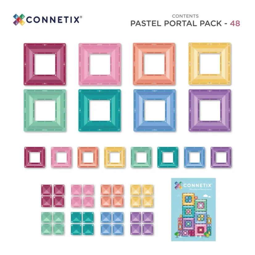 Connetix Tiles | Bright Portal Pastel | sada 48 ks