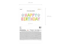 PARTYDECO Nafukovací fóliový balón Happy Birthday, 395x35cm, mix