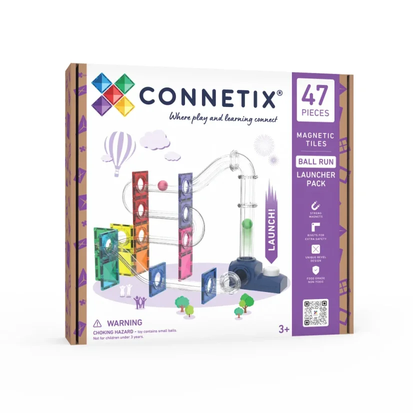 Connetix Tiles | rozširovacia sada | guličková dráha s odpaľovačom | 47 ks
