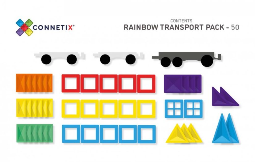 Connetix Tiles | 50 kusů | Transport Pack Rainbow