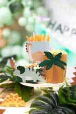 PARTYDECO | Krabičky na popcorn | Dinosaury, 3ks