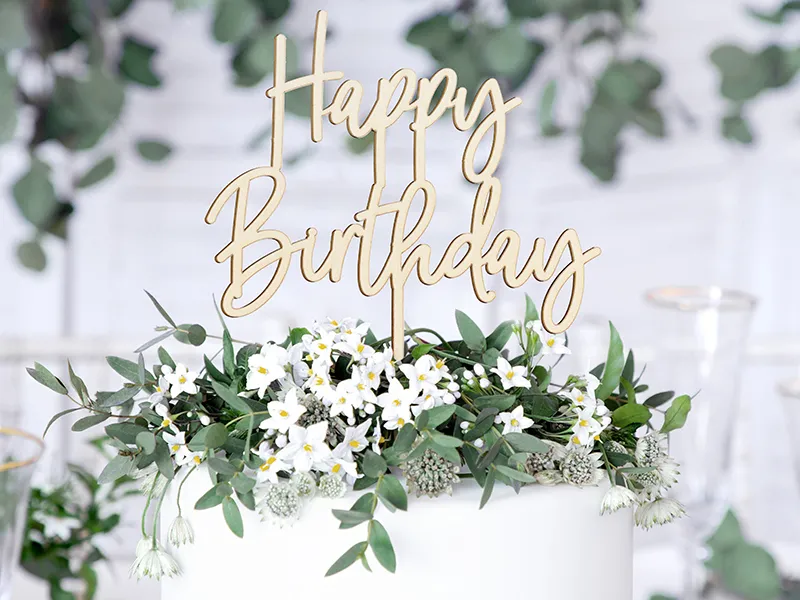 PARTYDECO | Zapichovací dekorace na dort | HAPPY BIRTHDAY, 16.5cm