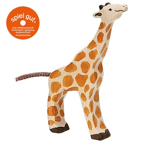 Holztiger - Žirafa mládě se zvednutou hlavou - zvíře ze dřeva