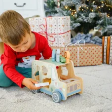 Tooky Toy | Dřevěná vkládačka | Zvířátka Safari auto 9 ks