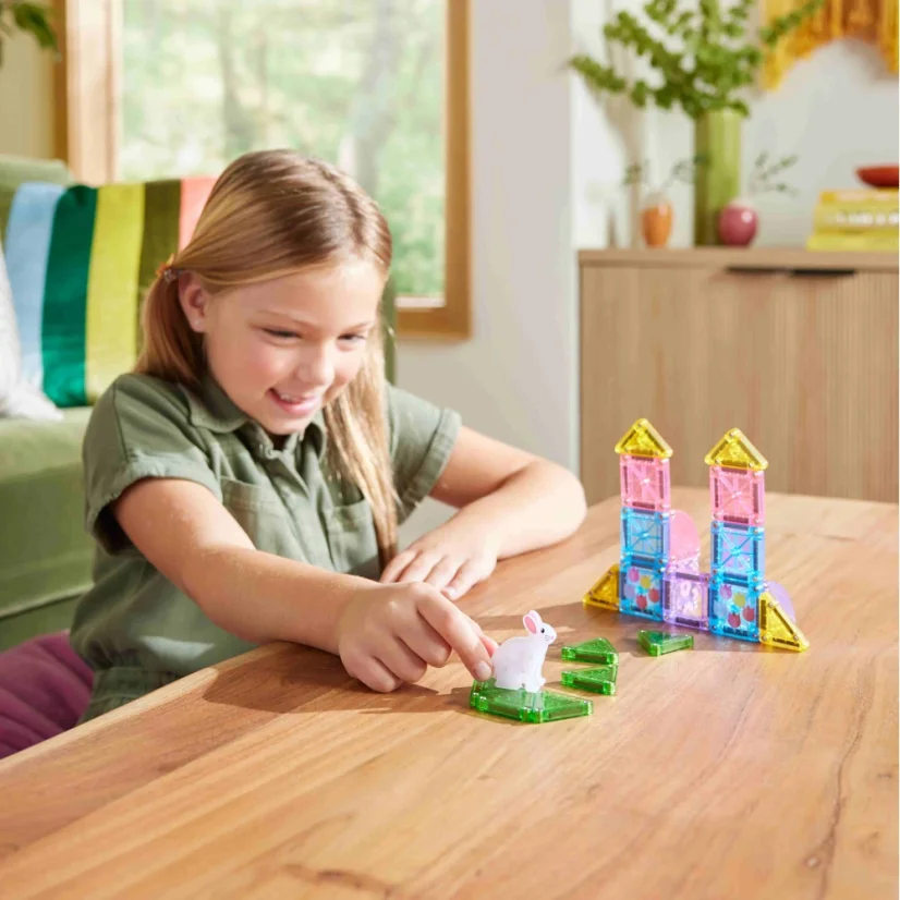 Magna Tiles | Magnetická stavebnice microMAGS | Spring Garden | Cestovní sada 24 dílů
