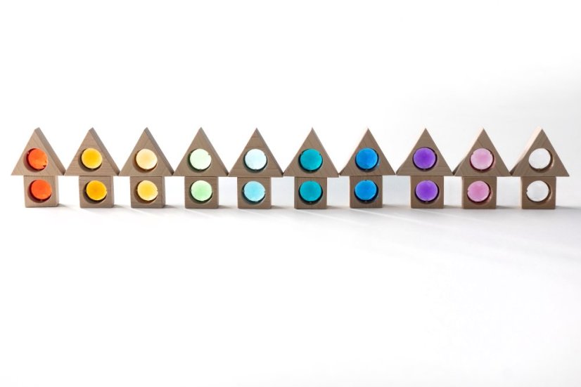 Sada 10 čtverců + 10 trojúhelníků kuk-kostky