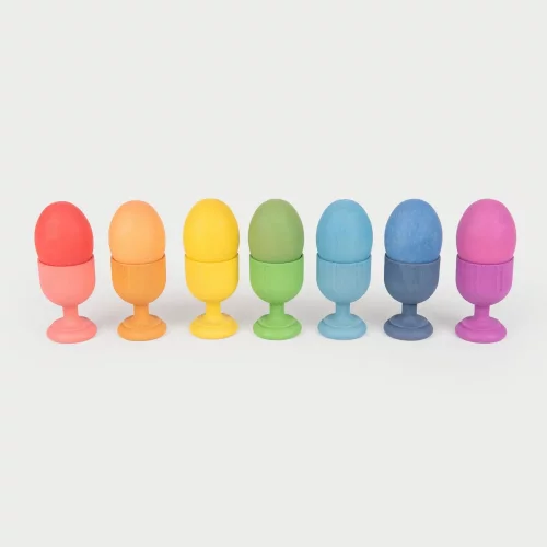 TickiT Dřevěné barevné kalíšky na vejce