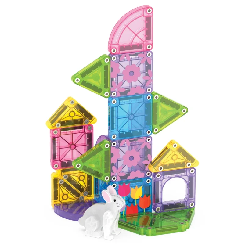 Magna Tiles | Magnetická stavebnice microMAGS | Spring Garden | Cestovní sada 24 dílů