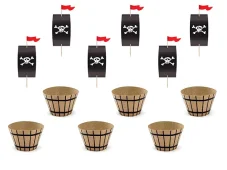 PARTYDECO | Párty set zápichů a košíčků na muffiny | Piráti, 6ks