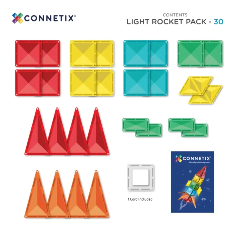 Connetix Tiles | Svietiaca raketa | 30 ks