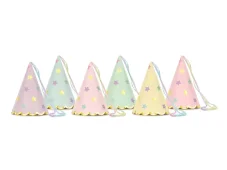 PARTYDECO | Párty klobúčiky | Hviezdy, 14,5 cm, mix 6ks