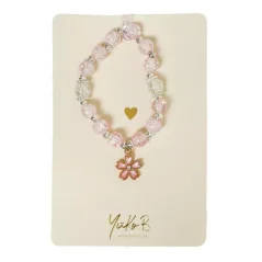 YuKo B. - Náramok perlový Kvetina Ružový