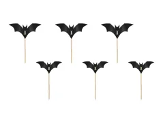 PARTYDECO Zapichovacia dekorácia Netopier, čierne, 3,6-4,7 cm
