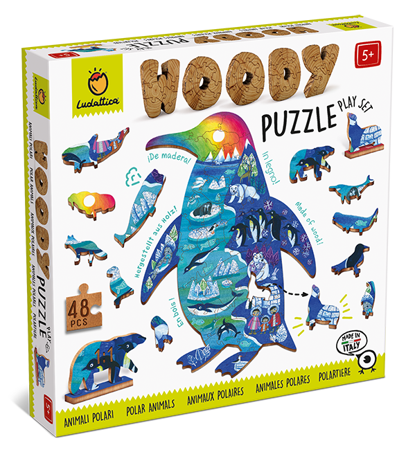 Ludattica - Dřevené puzzle Polární zvířátka - Woody