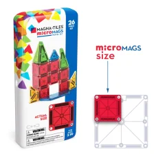Magna Tiles | Magnetická stavebnica microMAGS | Cestovná sada 26 dielov