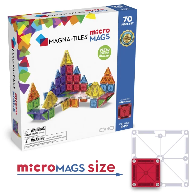 Magna Tiles - Magnetická stavebnice microMAGS Deluxe Set 70 dílů