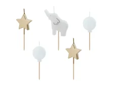 PARTYDECO | Sviečky na narodeninovú tortu | Slon,  3-5 cm, mix 5ks