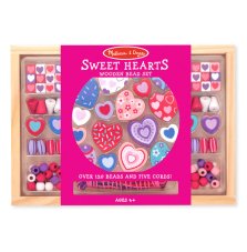 Melissa & Doug - Drevené korálky Srdce - 120+ ks