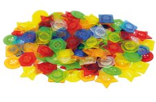 TickiT | Průhledné navlékací knoflíky | 144 ks + 12 provázků