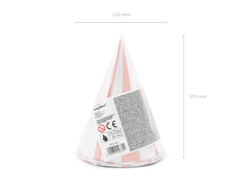 PARTYDECO | Párty kloboučky | světle růžové, 16 cm, mix 6ks