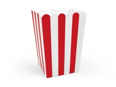 PARTYDECO Krabičky na popcorn,  7x7x12.5cm, 6ks