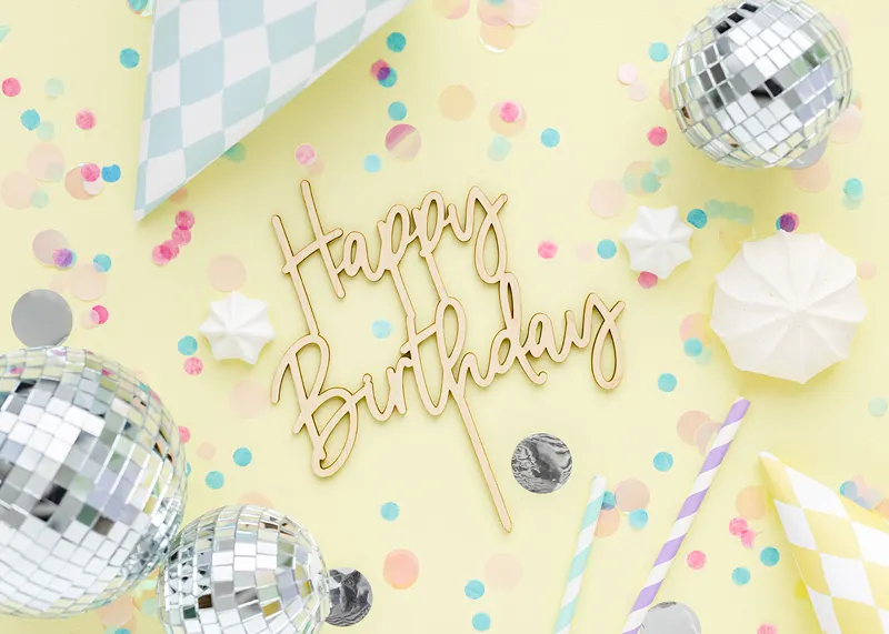 PARTYDECO | Zapichovací dekorace na dort | HAPPY BIRTHDAY, 16.5cm
