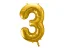 PARTYDECO balón narozeninové číslo 3 - Barva: zlatá