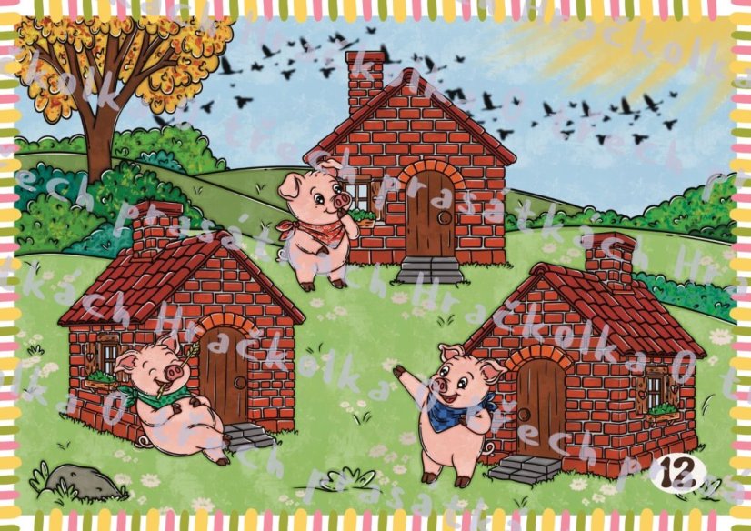Hračkolka | Karty do divadélka Kamishibai | O třech prasátkách