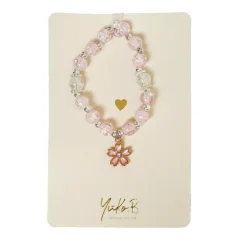 YuKo B. - Náramek perlový Květina Růžový
