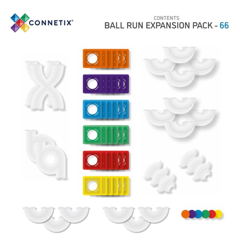 Connetix Tiles - rozšiřovací sada kuličková dráha 66 ks