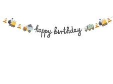PARTYDECO | Baner Happy Birthday | Stavební stroje 2.5 m, mix 1ks