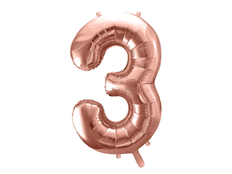 PARTYDECO balón narozeninové číslo 3 - Barva: zlatá