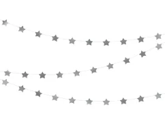 PARTYDECO Girlanda hvězdy, stříbrná 3,6 m