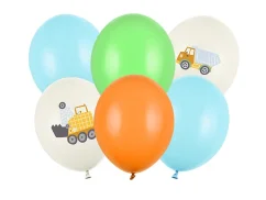 PARTYDECO Nafukovací balónky Stavební stroje 30cm, mix 6ks