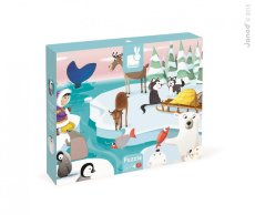 Janod | Dotykové puzzle | Život na ľade s textúrou 20 ks