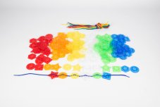 TickiT | Průhledné navlékací knoflíky | 144 ks + 12 provázků