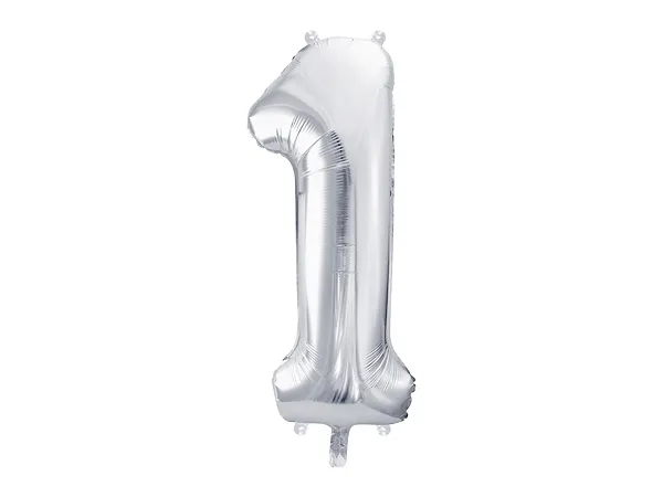 PARTYDECO balón narozeninové číslo 1 - Barva: stříbrná