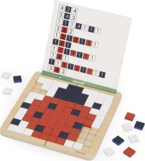 Janod | Didaktik Vzdělávací hra | Symetrie a kódování Dřevěná mozaika