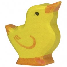 Holztiger - Žluté kuřátko se zvednutým zobáčkem – zvířátko ze dřeva
