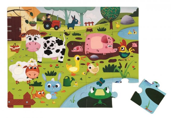 Janod Puzzle hmatové Zvířátka na farmě s texturou 20 ks