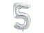 PARTYDECO balón narozeninové číslo 5 - Barva: stříbrná