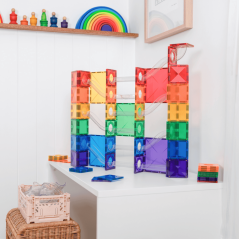 Connetix Tiles - Super sada kuličková dráha 134 ks Rainbow
