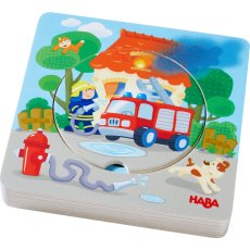 Haba | Drevené vkladacie viacvrstvové puzzle | Hasiči