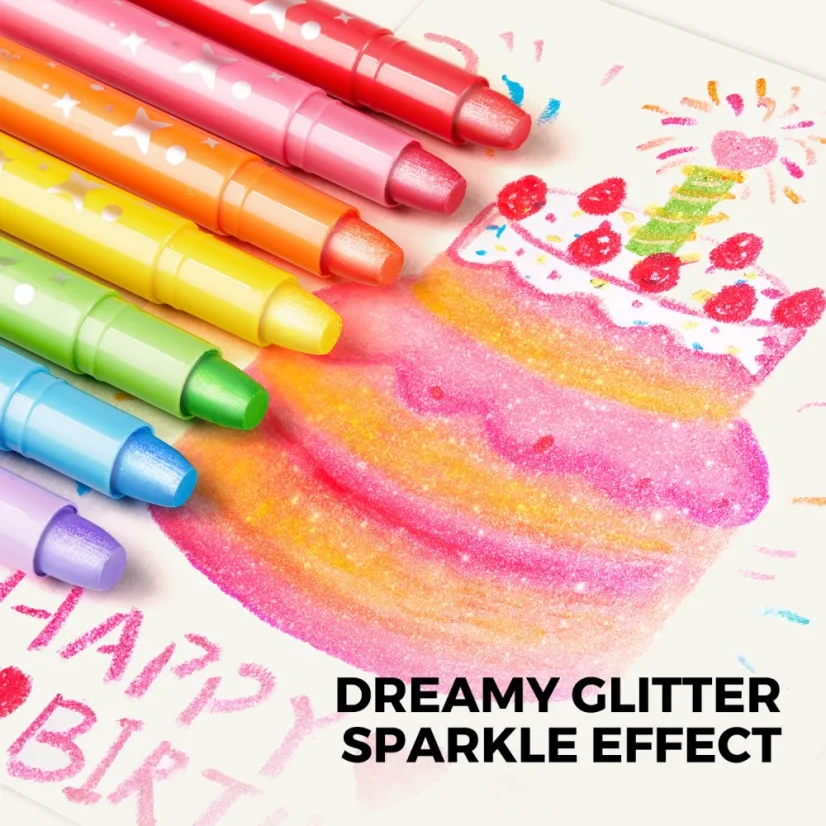 Jar Melo | Jemné voskovky Umývatelné | Glitter 12 ks