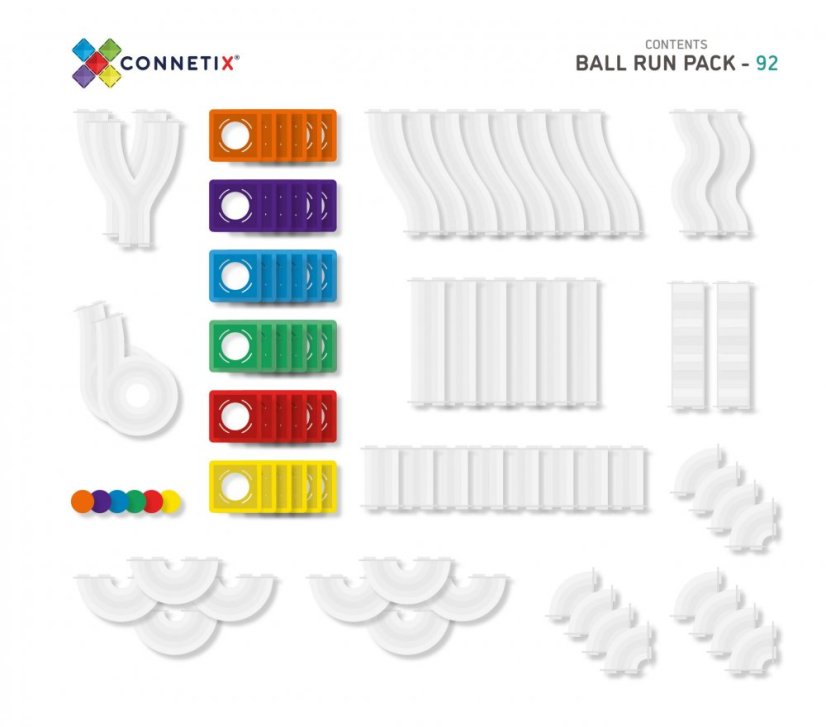 Connetix Tiles | guličková dráha | 92 kusov Rainbow