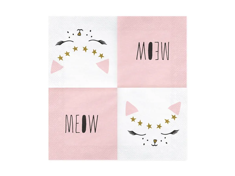 PARTYDECO Párty ubrousky Koťátko, 33x33 cm, mix 20ks