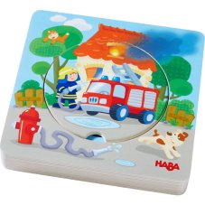 Haba | Drevené vkladacie viacvrstvové puzzle | Hasiči