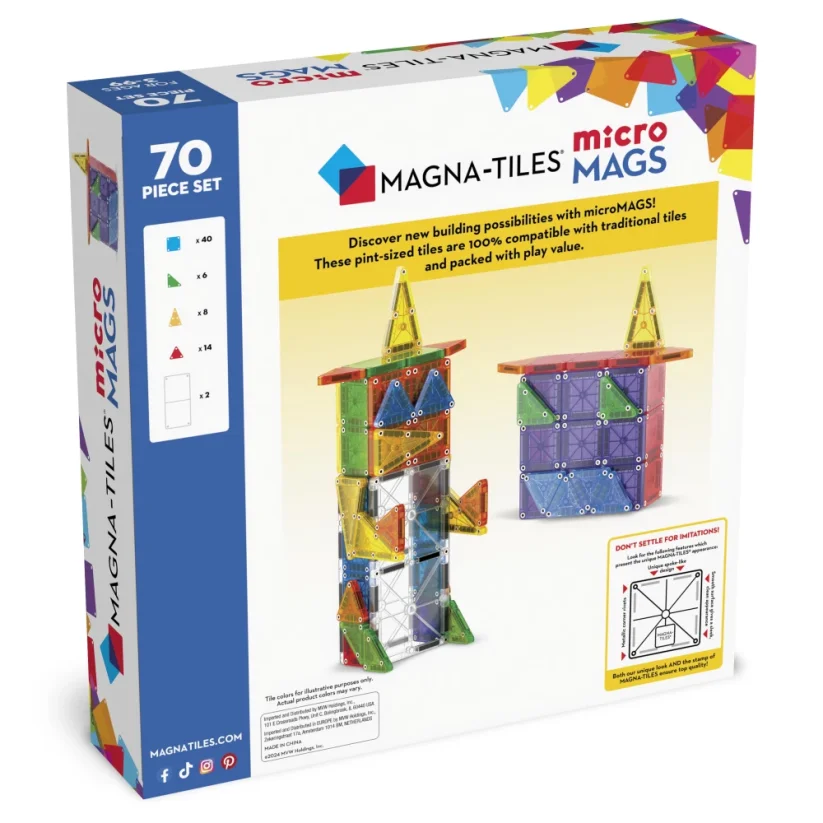 Magna Tiles - Magnetická stavebnice microMAGS Deluxe Set 70 dílů