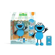 Glo Pals Kúpacia figúrka Cookie Monster - sada s dvoma zmyslovými kockami, ktoré svietia vo vode