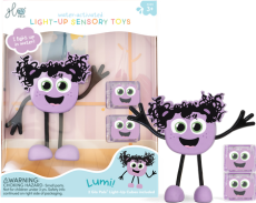 Glo Pals | Lumi koupací figurka | sada se dvěma smyslovými kostkami, které svítí ve vodě